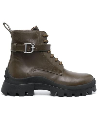 DSquared² Logo-buckle Detail Ankle Boots - Brown