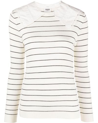 Claudie Pierlot Striped Long-sleeve Knitted Top - Gray