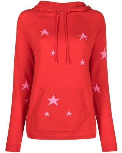 Chinti & Parker Star-motif Knitted Hoodie - Red