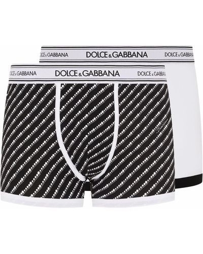 Dolce & Gabbana Zweierpack Boxershorts Baumwollstretch, in Uni und bedruckt - Mehrfarbig