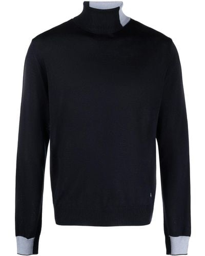 Manuel Ritz Roll-neck Two-toned Sweater - Blue