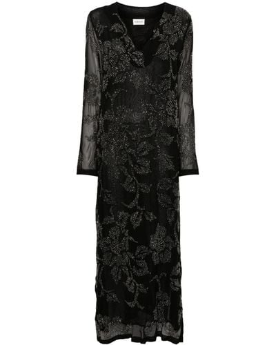 P.A.R.O.S.H. Bead Embellished Maxi Dress - Black