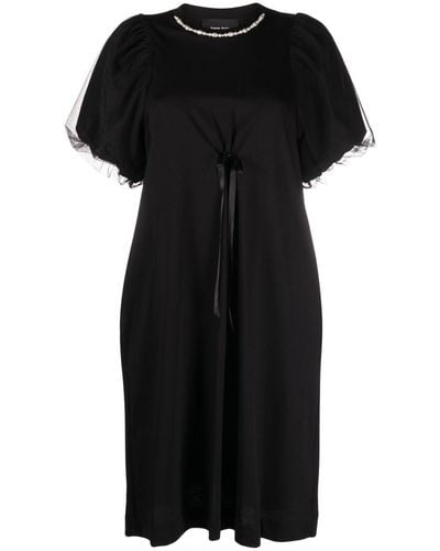 Simone Rocha Vestido estilo camiseta con detalle de perlas - Negro