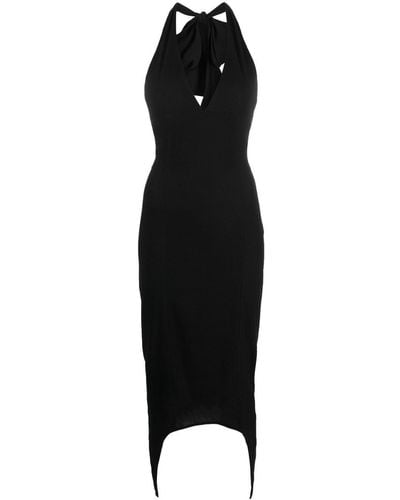 Patou ホルターネック Vネックドレス - ブラック