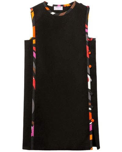 Emilio Pucci Marmo-print Detail Cotton Minidress - Black