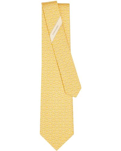 Ferragamo Totem-print Silk Tie - Yellow
