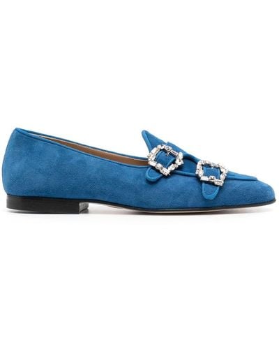 Edhen Milano Double-buckle Suede Loafers - Blue
