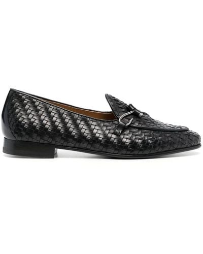 Edhen Milano Interwoven-design Leather Loafers - Black