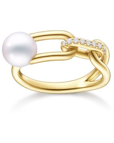 Tasaki 18kt Yellow Gold Collection Line Fine Link Pearl Ring - Metallic