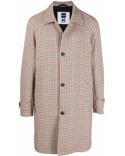 BOSS X Russell Athletic Single-breasted Houndstooth Motif Coat - Multicolour
