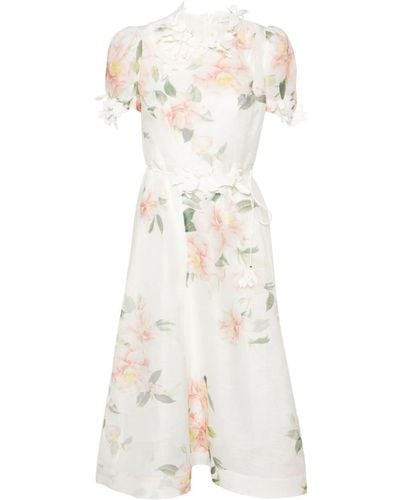 Zimmermann Floral-appliqué Dress - White