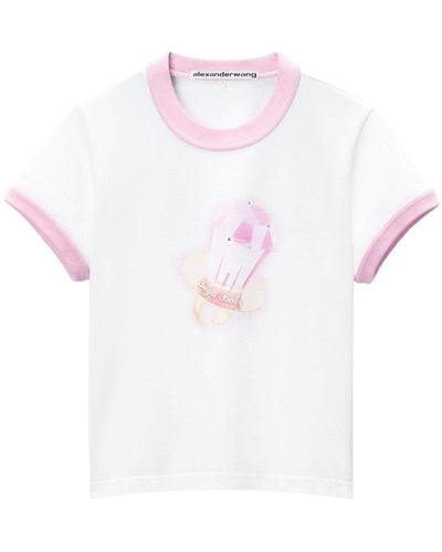 Alexander Wang Logo-print Cotton T-shirt - Pink