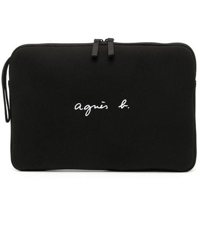 agnès b. Logo-print Laptop Bag - Black