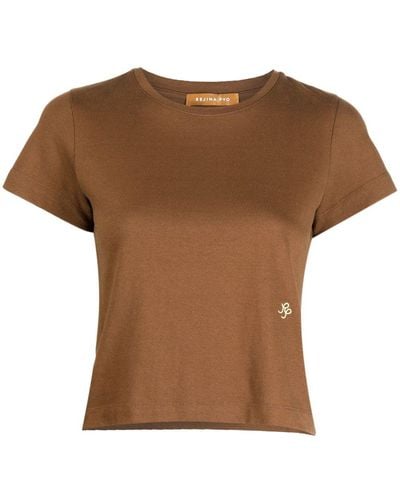 Rejina Pyo Cropped Short-sleeve T-shirt - Brown