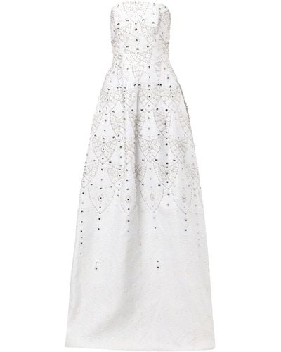 Isabel Sanchis Crystal-embellished Strapless Ball Gown - White