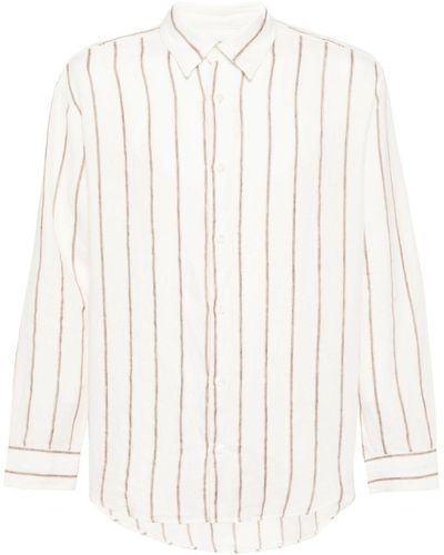 NN07 Quinsy 5244 Striped Linen Shirt - White