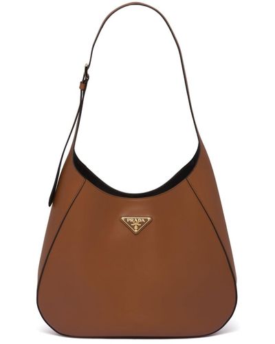 Prada Triangle-logo Leather Shoulder Bag - ブラウン