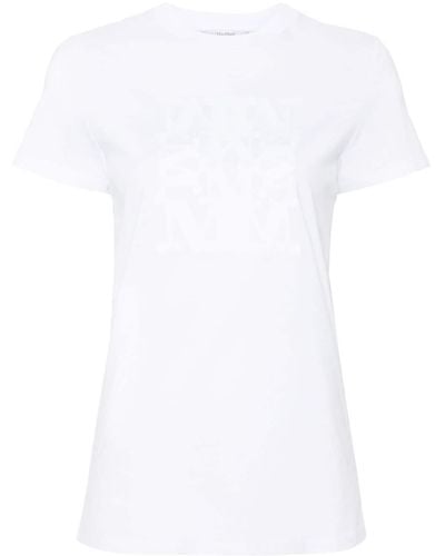 Max Mara Katoenen T-shirt Met Geborduurd Logo - Wit
