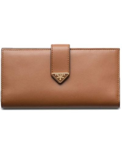 Prada Large Leather Wallet - Brown