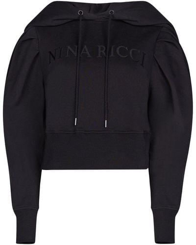 Nina Ricci Logo-embroidered Cotton Hoodie - Black
