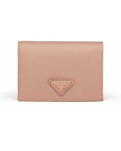 Prada Kleines Portemonnaie mit Logo-Schild - Pink