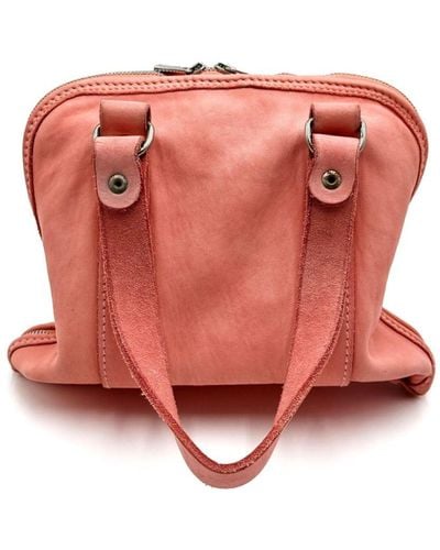Guidi Folded Leather Tote Bag - Pink
