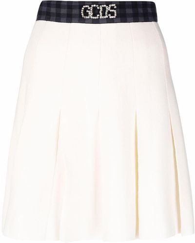 Gcds Embellished Logo-waistband Skirt - White