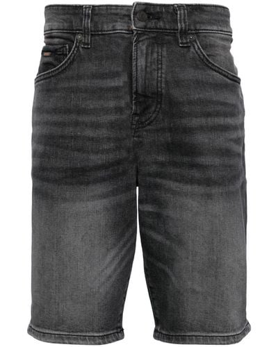 BOSS Gerade Jeans-Shorts - Grau