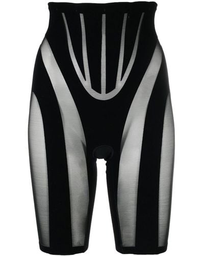 Mugler Semi-doorzichtige Shorts - Zwart