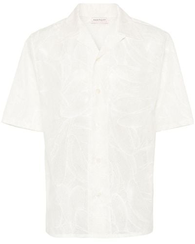 Alexander McQueen Semi-transparentes Hemd mit grafischem Print - Weiß