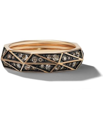 David Yurman 18kt Rose Gold Torqued Diamond Ring - Metallic