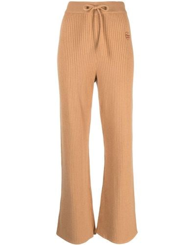 Chocoolate Ribbed Wide-leg Trousers - Natural