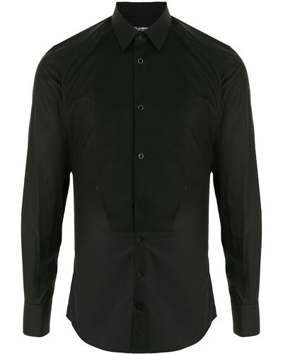 Dolce & Gabbana Bib-collar Cotton Shirt - Black