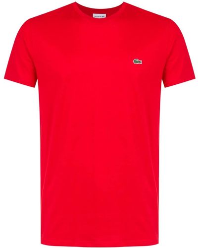 Lacoste T-Shirt mit Logo-Stickerei - Rot