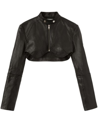 Ambush Leather Bolero Jacket - Black