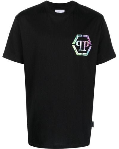 Philipp Plein Camiseta SS PP Glass con logo - Negro