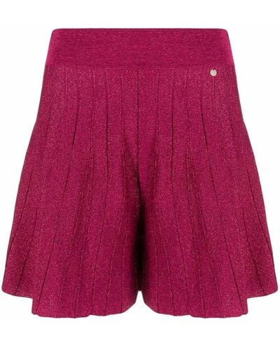 Liu Jo Metallic-threaded Pleated Shorts - Pink