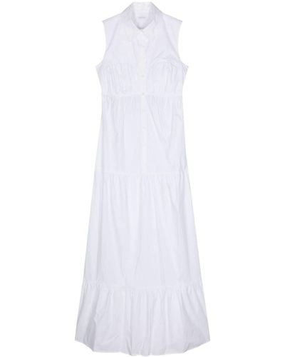 Patrizia Pepe Robe-chemise en popeline à coupe longue - Blanc