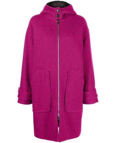 MSGM Hooded Zip-front Mid-length Coat - Pink