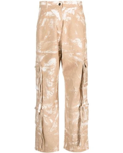 ANDREADAMO Faded-print Cargo Trousers - Natural
