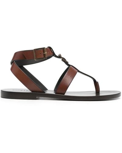Saint Laurent Hardy Buckled Leather Sandals - Brown