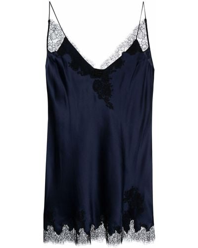 Carine Gilson V-neck Silk Slip Dress - Blue
