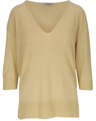 Agnona V-neck Cashmere-blend Jumper - Natural