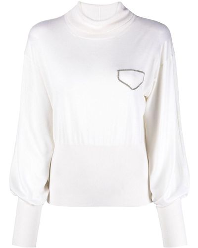 Fabiana Filippi Jersey de punto con detalle Monili - Blanco