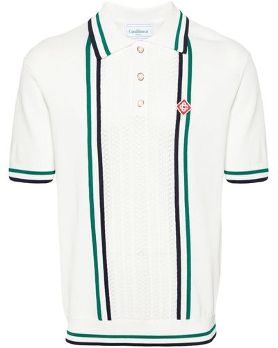 Casablancabrand Tennis Club Ribgebreide Poloshirt - Wit
