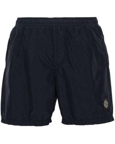 Stone Island Compass-patch Swim Shorts - Blue