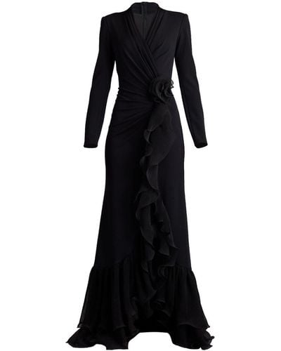 Tadashi Shoji Long Sleeve Wrap Dress - Black
