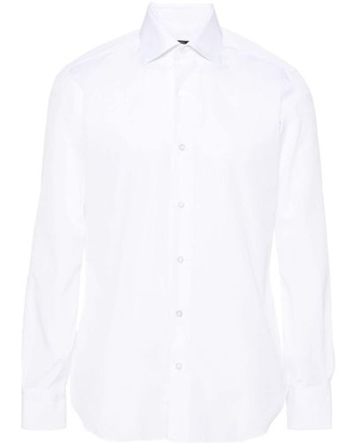 Barba Napoli Classic-collar Cotton Shirt - White