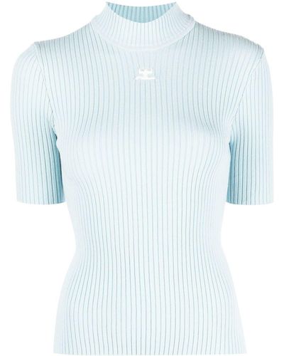 Courreges High-neck Rib-knit Top - Blue