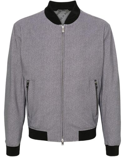 BOSS Houndstooth-print Zip-up Jacket - Grey